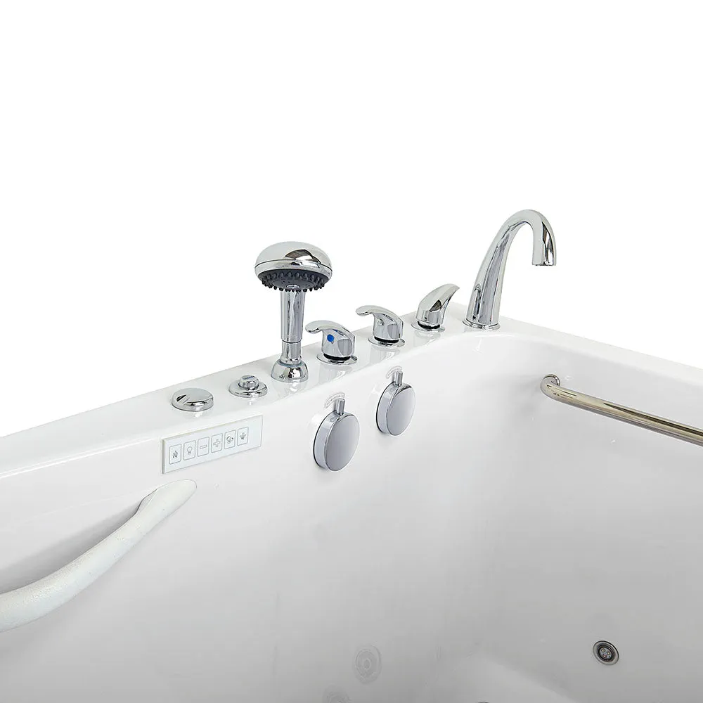 Ella Shak 36"x72" Acrylic Air and Hydro Massage w/ Independent Foot Massage Walk-In Bathtub , Right Outward Swing Door, 2" Dual Drain, Ella 5 Piece Fast Fill Faucet, Heated Seat and Backrest