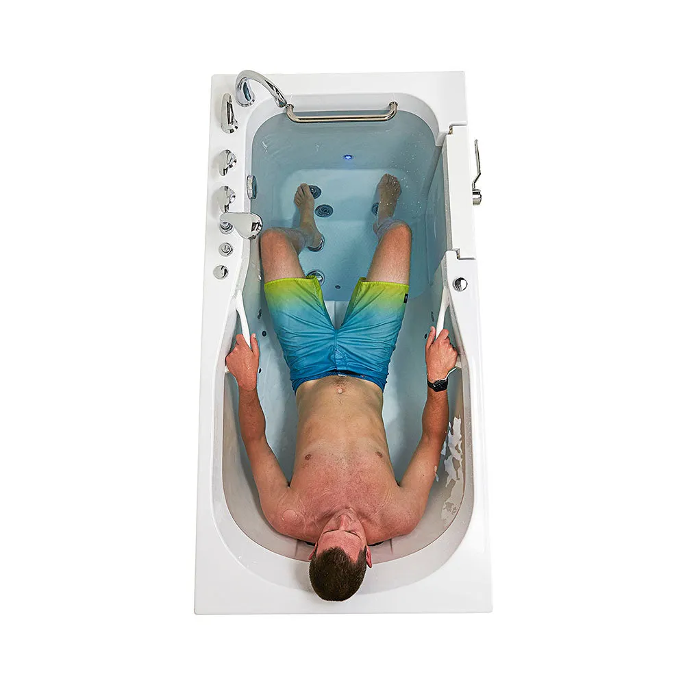 Ella Shak 36"x72" Acrylic Air and Hydro Massage w/ Independent Foot Massage Walk-In Bathtub , Right Outward Swing Door, 2" Dual Drain, Ella 5 Piece Fast Fill Faucet, Heated Seat and Backrest