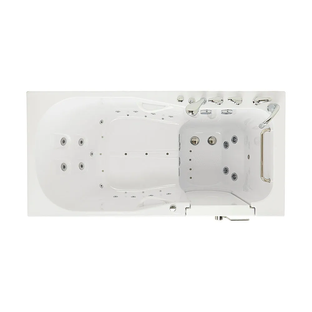 Ella Shak 36"x72" Acrylic Air and Hydro Massage w/ Independent Foot Massage Walk-In Bathtub , Right Outward Swing Door, 2" Dual Drain, Ella 5 Piece Fast Fill Faucet, Heated Seat and Backrest