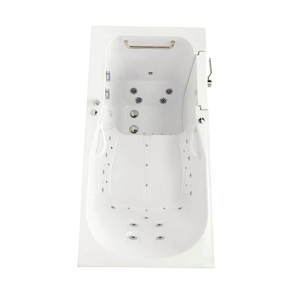 Ella Shak 36"x72" Acrylic Air and Hydro Massage w/ Independent Foot Massage Walk-In Bathtub , Right Outward Swing Door, 2" Dual Drain, Heated Seat and Backrest