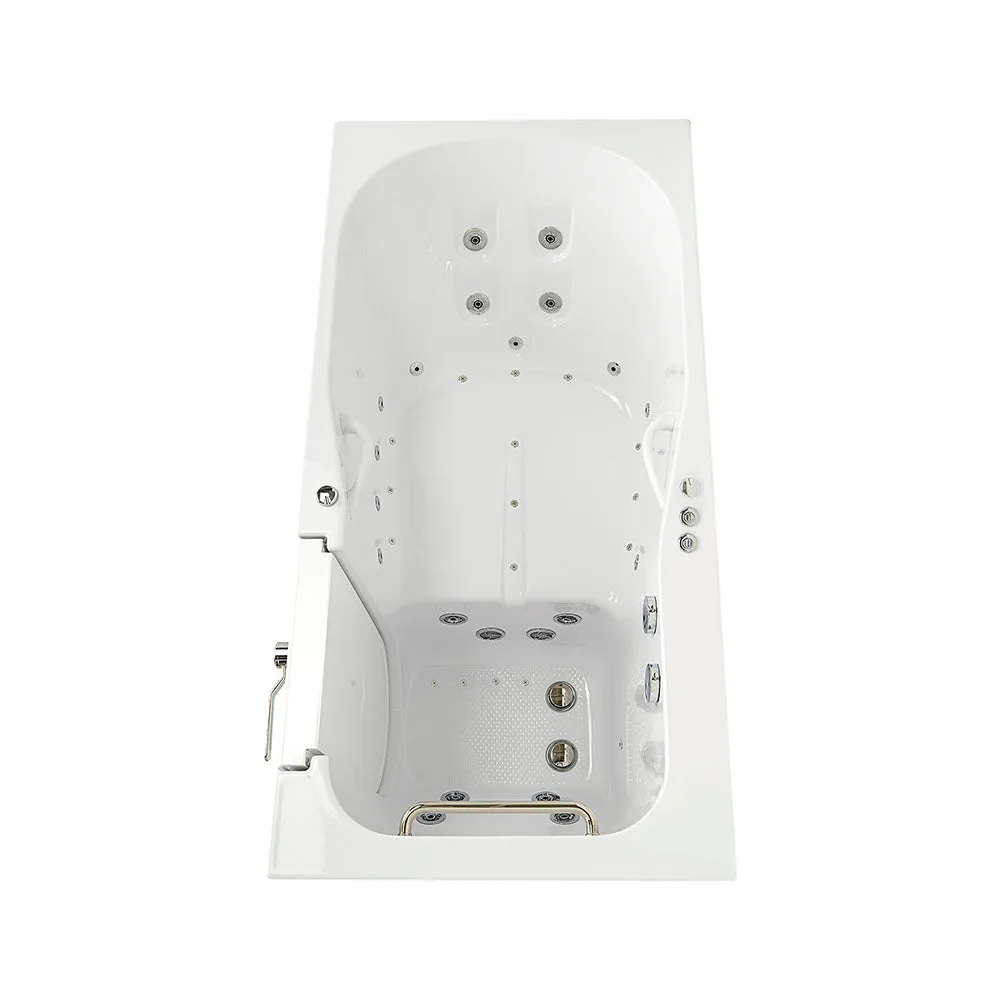 Ella Shak 36"x72" Acrylic Air and Hydro Massage w/ Independent Foot Massage Walk-In Bathtub , Right Outward Swing Door, 2" Dual Drain, Heated Seat and Backrest