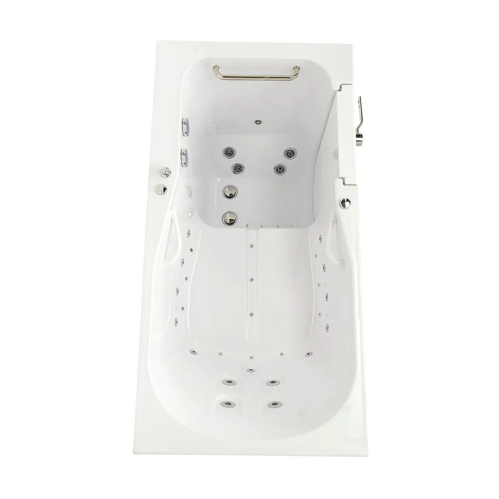 Ella Shak 36"x72" Acrylic Air and Hydro Massage w/ Independent Foot Massage Walk-In Bathtub , Right Outward Swing Door, 2" Dual Drain