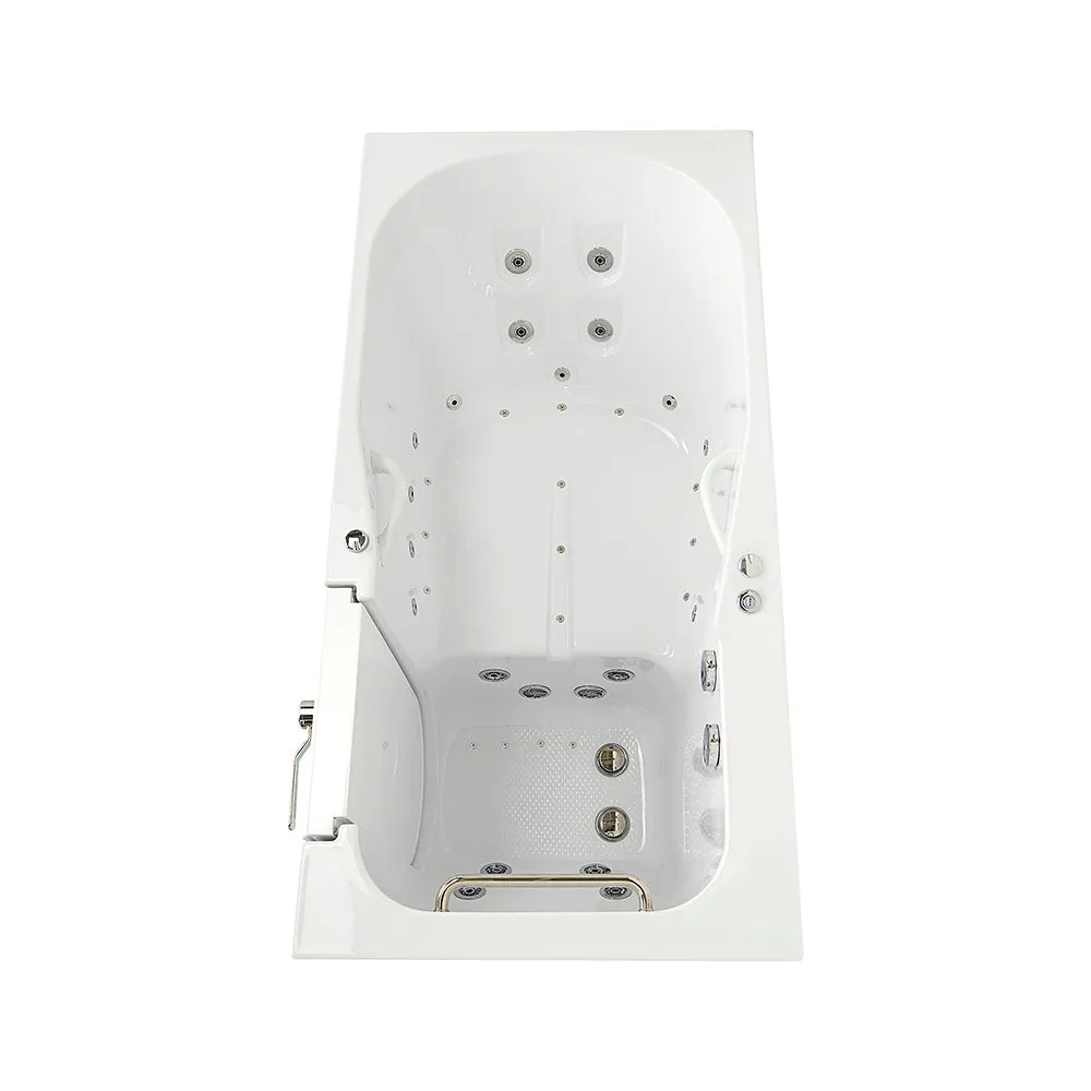 Ella Shak 36"x72" Acrylic Air and Hydro Massage w/ Independent Foot Massage Walk-In Bathtub , Right Outward Swing Door, 2" Dual Drain