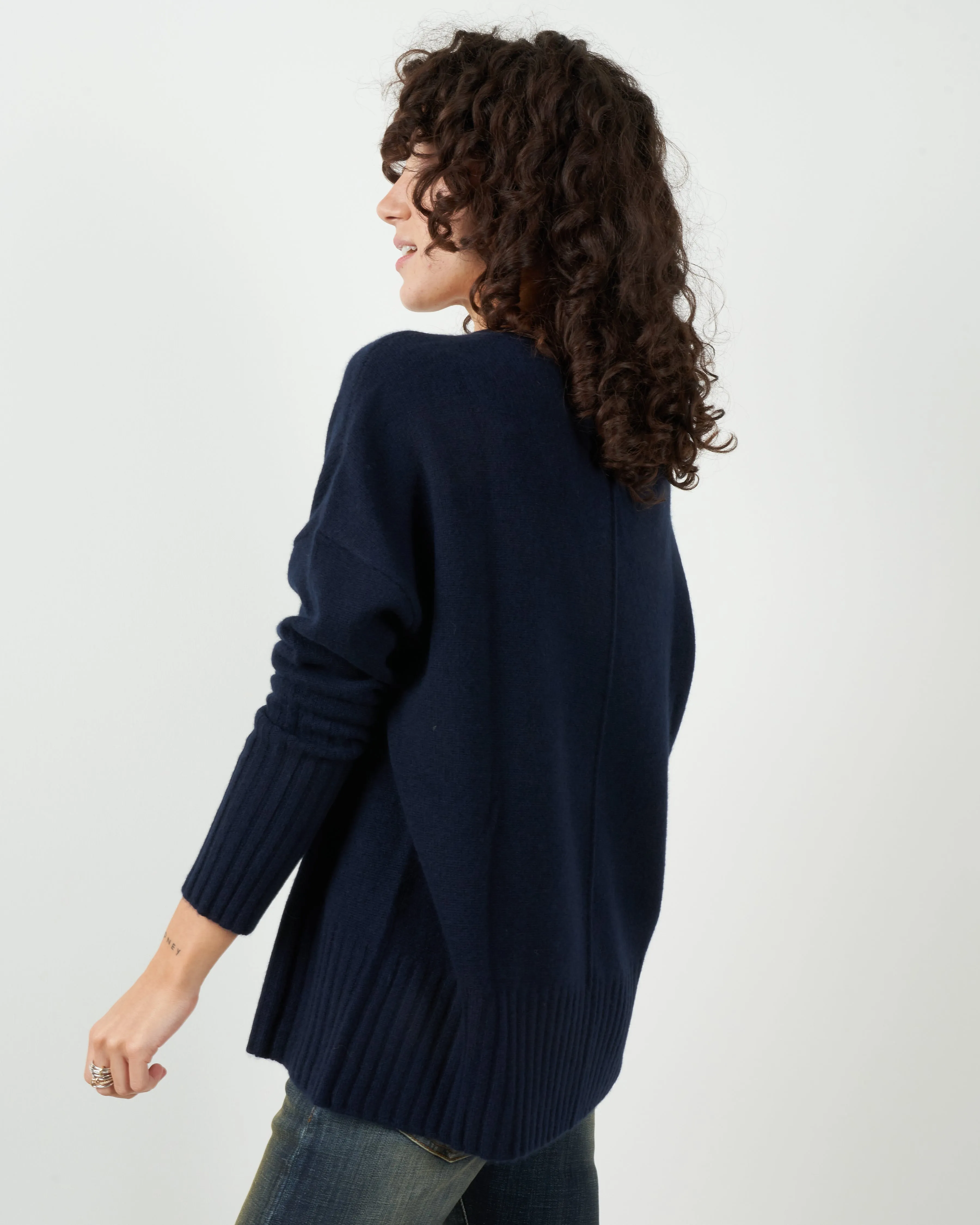 ella v-neck cashmere sweater - navy