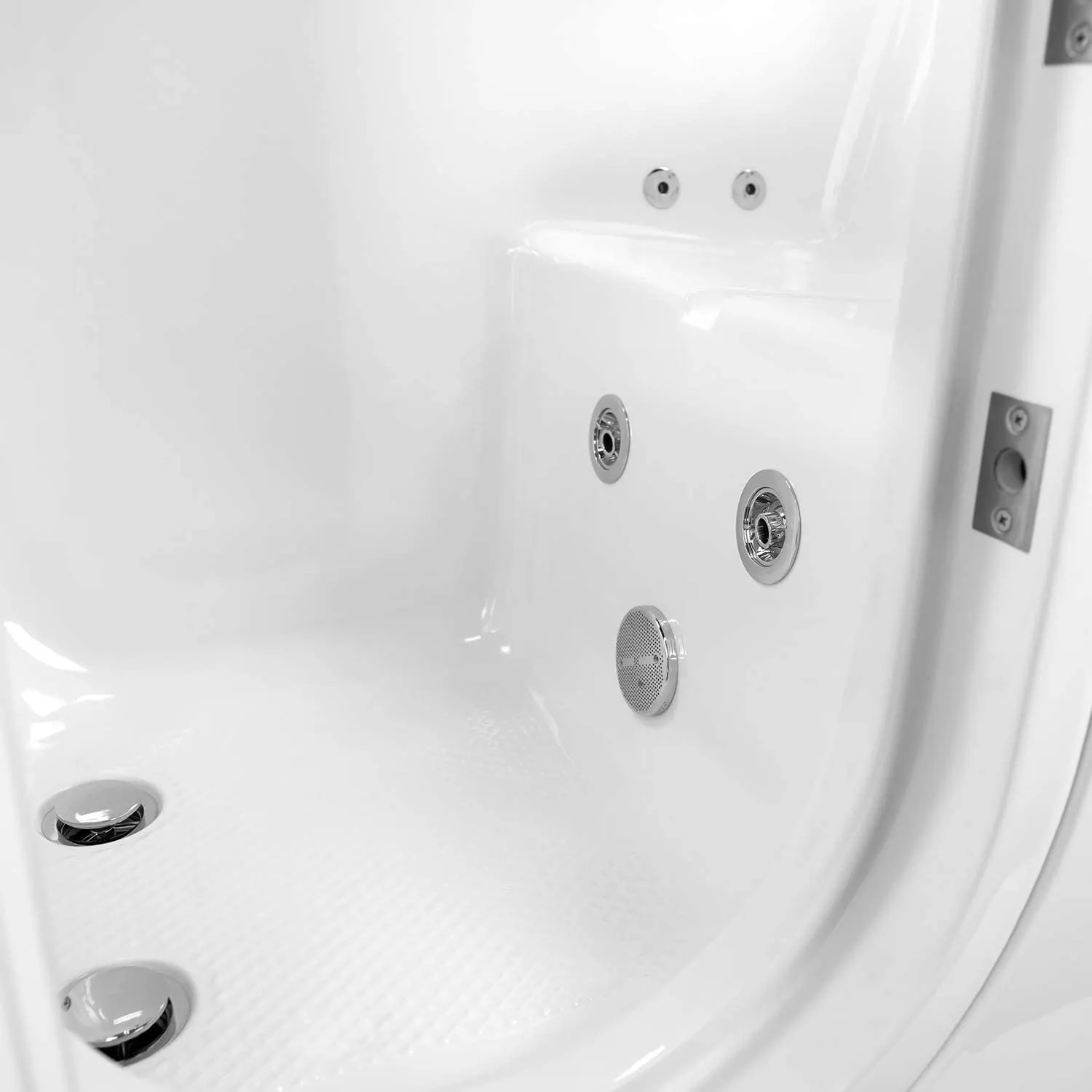 Ella's OA3252H-HB-L Monaco Acrylic Hydro Massage Walk-in Bathtub with Left Outward Swing Door, Fast Fill Faucet Set, 2" Dual Drains, 32" x 52" x 43", White