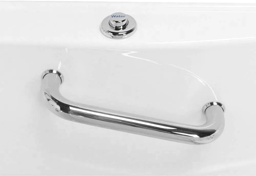 Ella's OA3252H-HB-L Monaco Acrylic Hydro Massage Walk-in Bathtub with Left Outward Swing Door, Fast Fill Faucet Set, 2" Dual Drains, 32" x 52" x 43", White