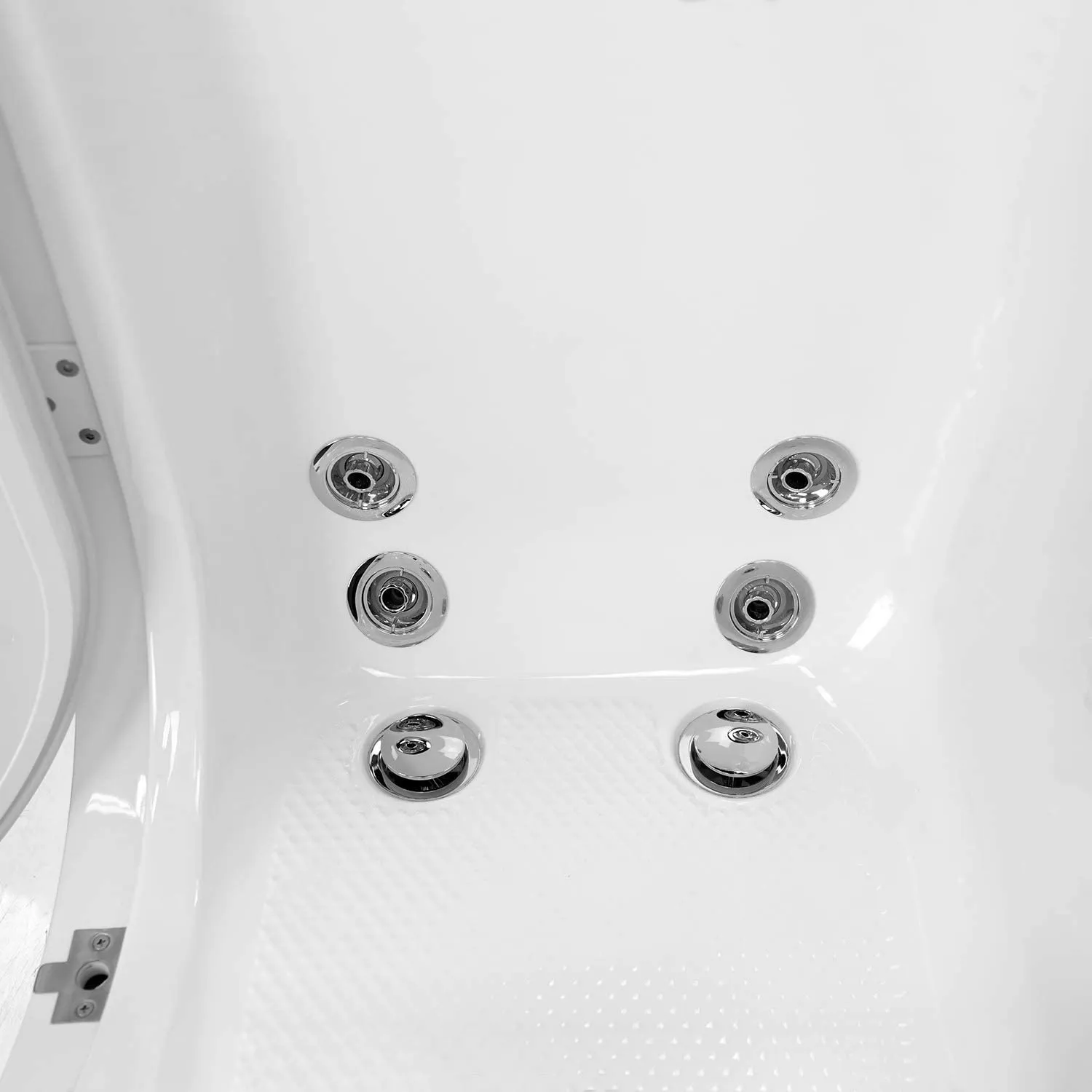 Ella's OA3252H-HB-L Monaco Acrylic Hydro Massage Walk-in Bathtub with Left Outward Swing Door, Fast Fill Faucet Set, 2" Dual Drains, 32" x 52" x 43", White