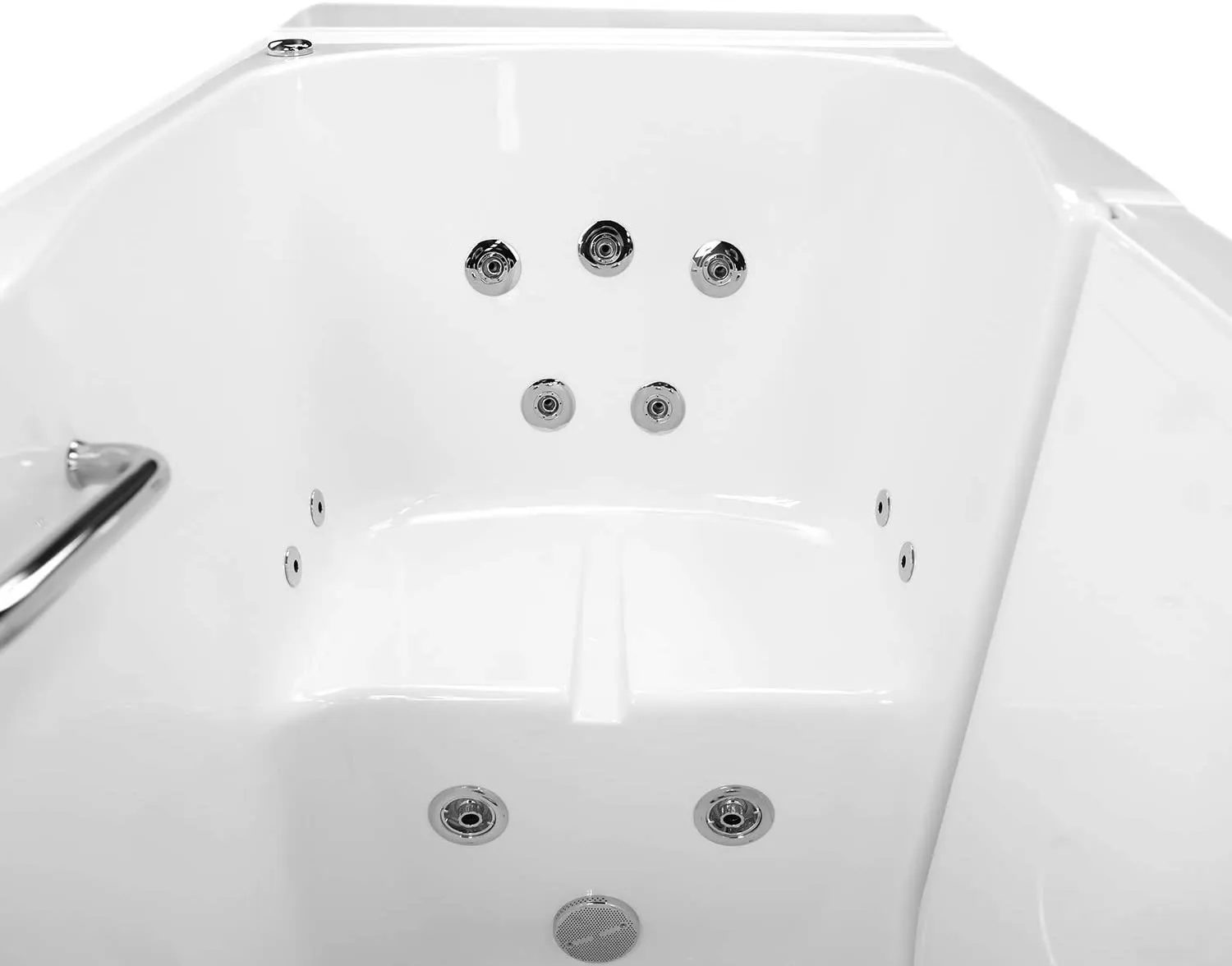 Ella's OA3252H-HB-L Monaco Acrylic Hydro Massage Walk-in Bathtub with Left Outward Swing Door, Fast Fill Faucet Set, 2" Dual Drains, 32" x 52" x 43", White