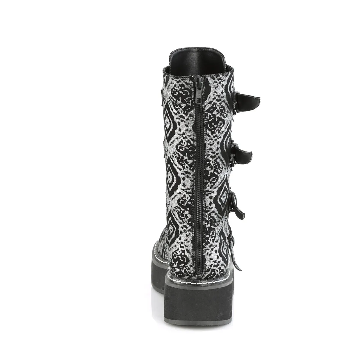 EMILY-322  Black-Silver Faux Nubuck Leather
