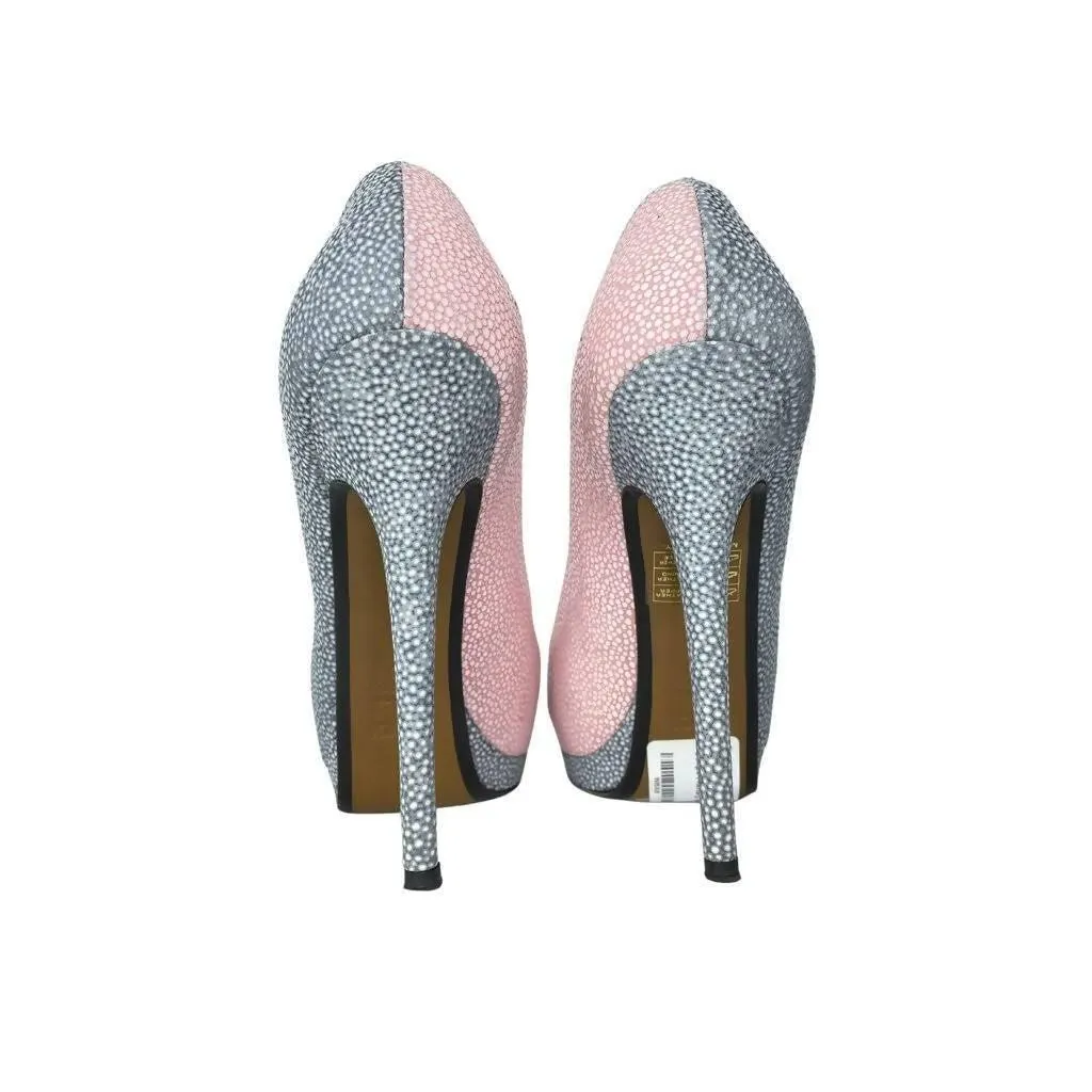 FENDI Pink & Grey Stingray Peep-Toe Pumps | US 8.5 - EU 38.5