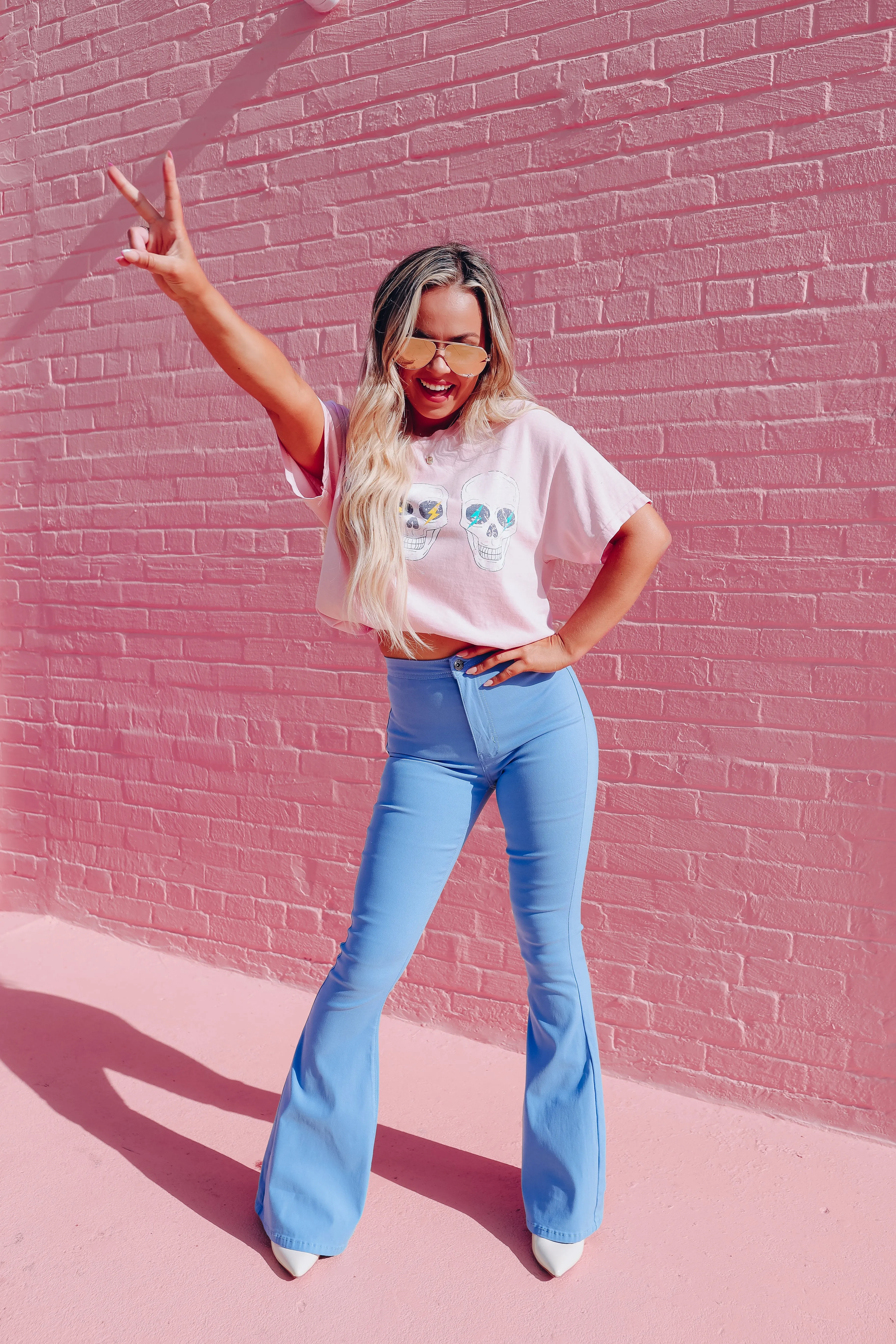 Flamingo Flare Jeans - Baby Blue