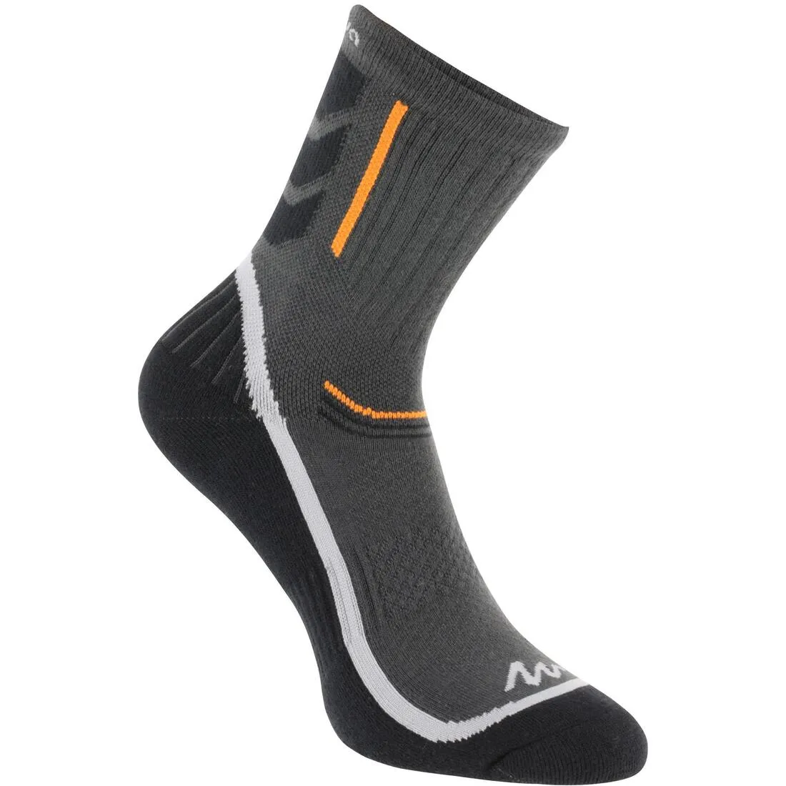 Forclaz 100 adult high top hiking socks 2 pairs - black/orange