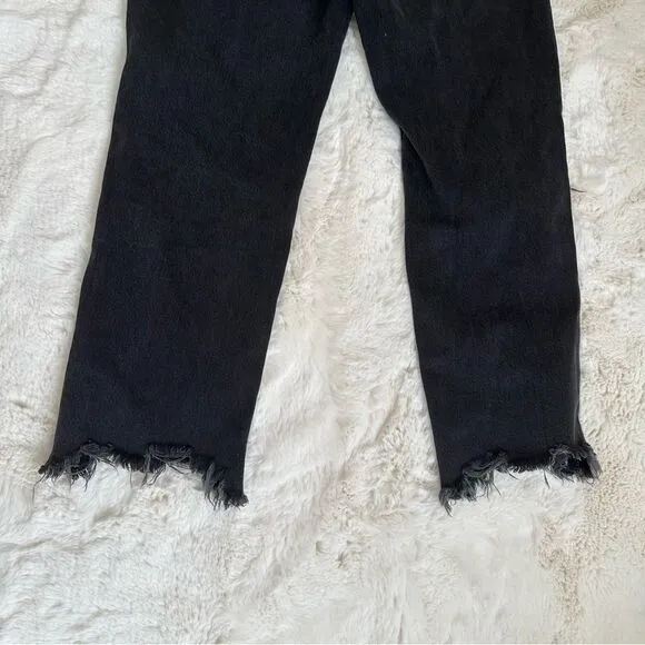 Free People We the Free black cropped flare open knee distressed jeans size 27