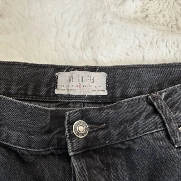 Free People We the Free black cropped flare open knee distressed jeans size 27