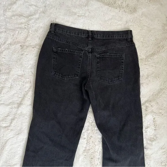 Free People We the Free black cropped flare open knee distressed jeans size 27