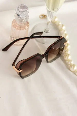 Front Lens Glitter Detail Hexagonal Sunglasses