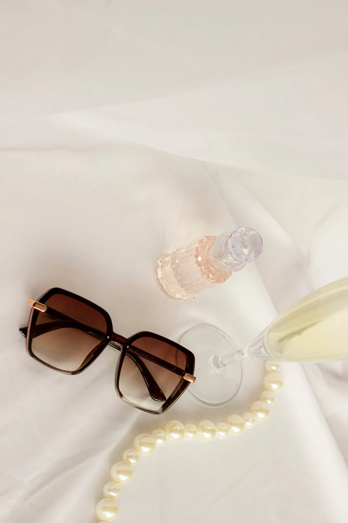 Front Lens Glitter Detail Hexagonal Sunglasses