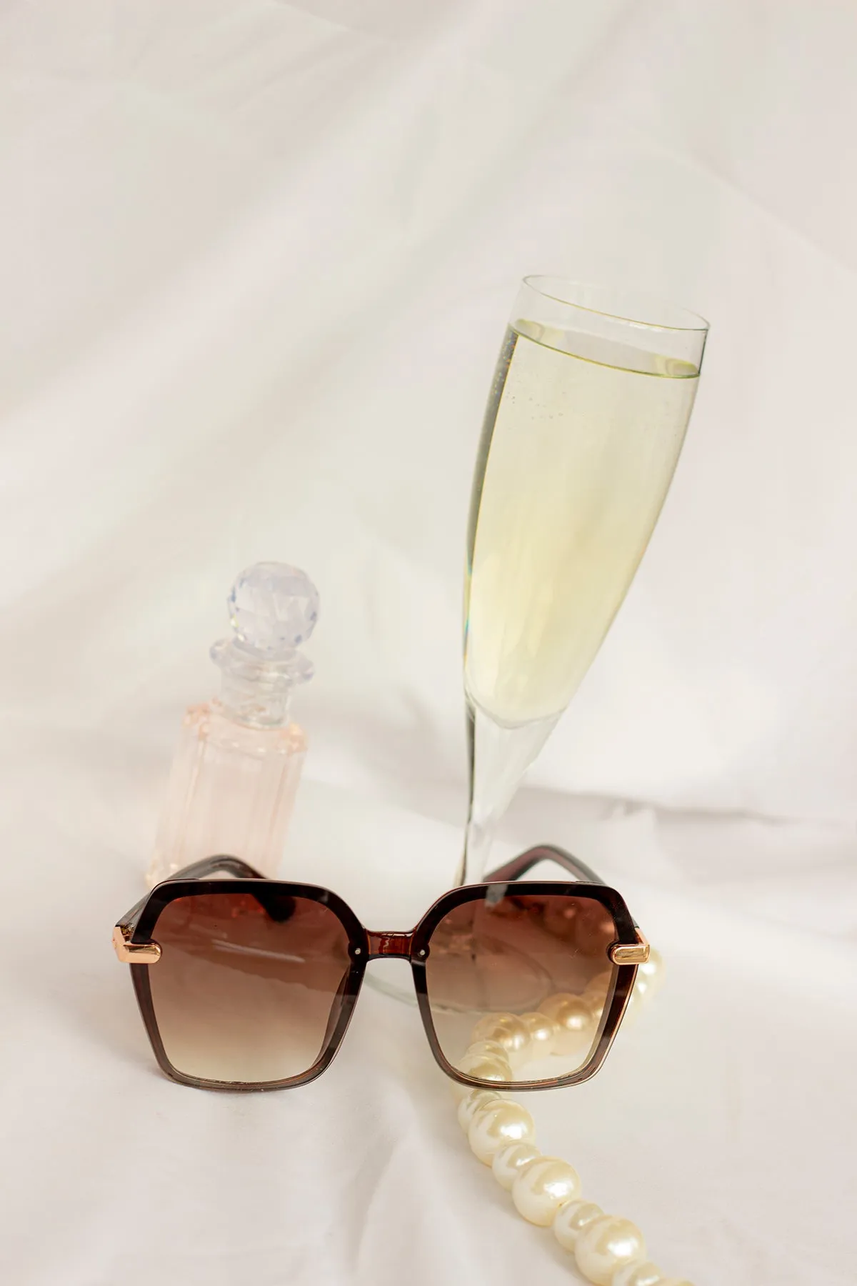 Front Lens Glitter Detail Hexagonal Sunglasses