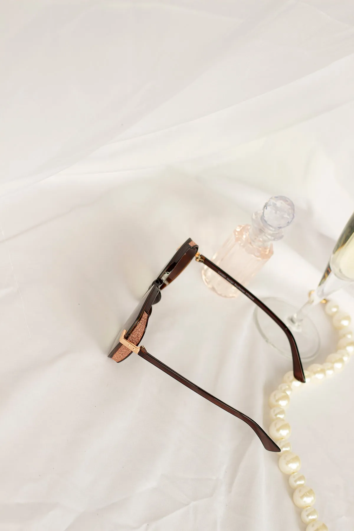 Front Lens Glitter Detail Hexagonal Sunglasses