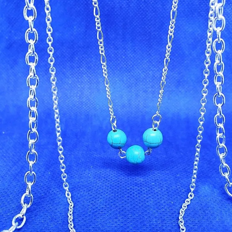 Handmade All Occasion Three-Layer Necklace with Turquoise Howlite Beads