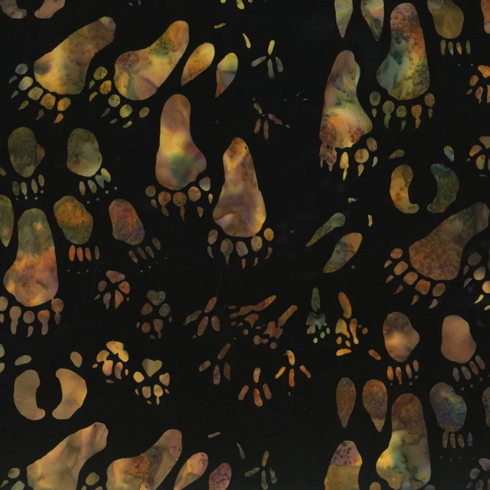 Hoffman Fabrics Midnight Paws Wildlife Tracks Batik Fabric H2280-128-Midnight