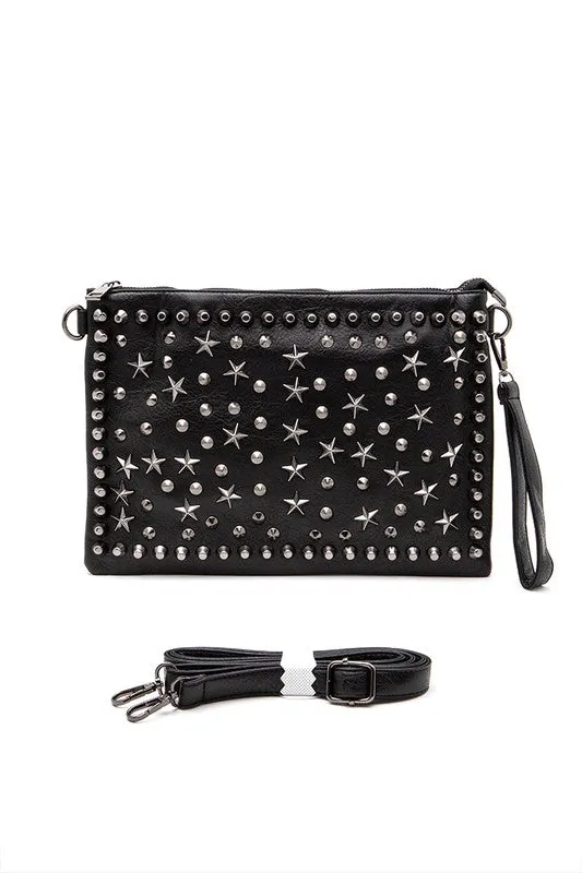 I love Rock'n'Roll Star Studded Swing Bag