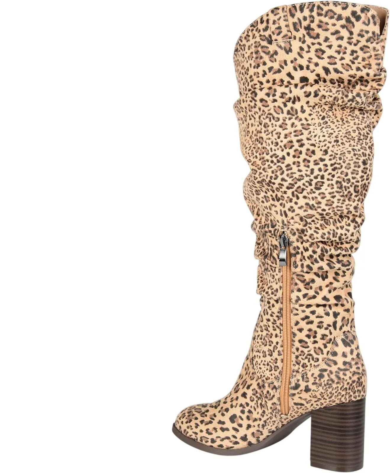 Journee Collection Aneil Wide Stacked Heel Knee High Boots Leopard Brown 6.5W