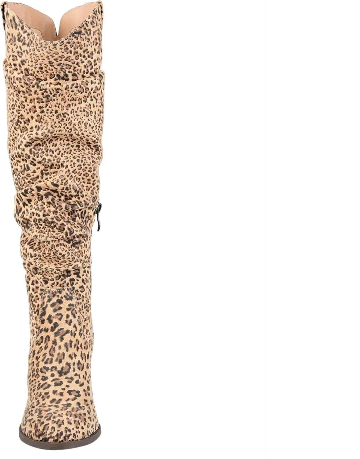 Journee Collection Aneil Wide Stacked Heel Knee High Boots Leopard Brown 6.5W