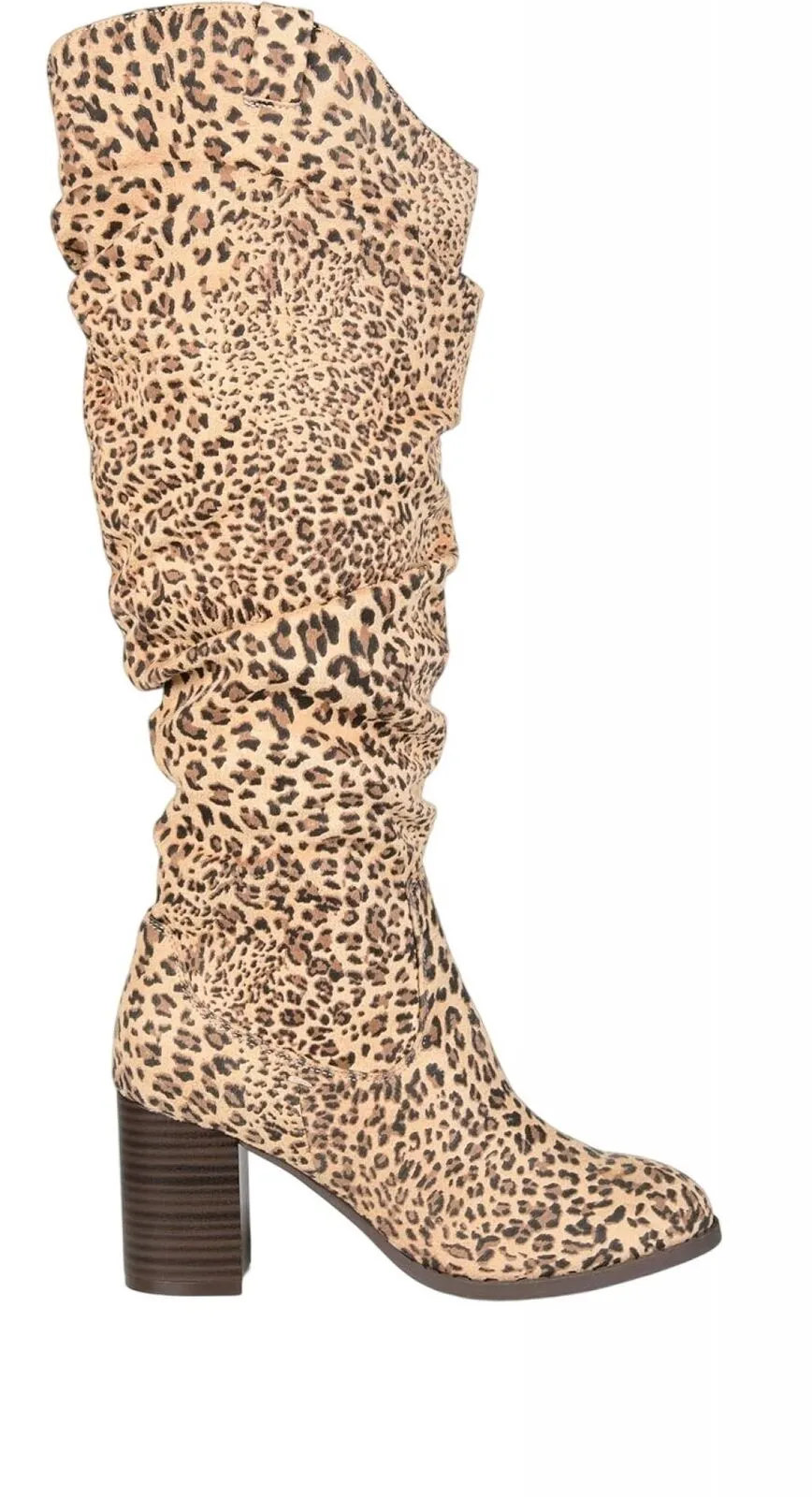 Journee Collection Aneil Wide Stacked Heel Knee High Boots Leopard Brown 6.5W