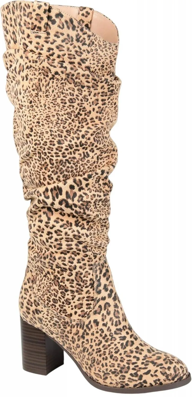 Journee Collection Aneil Wide Stacked Heel Knee High Boots Leopard Brown 6.5W