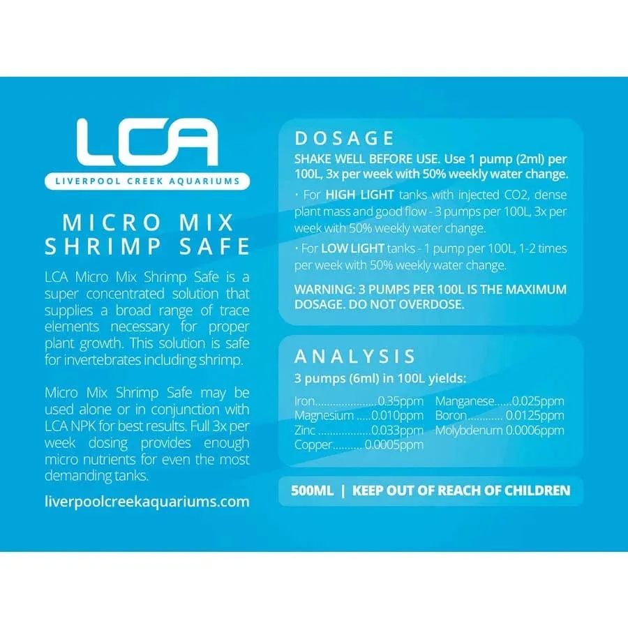 LCA Liquid Fertiliser - Micro Mix Shrimp Safe 500ml