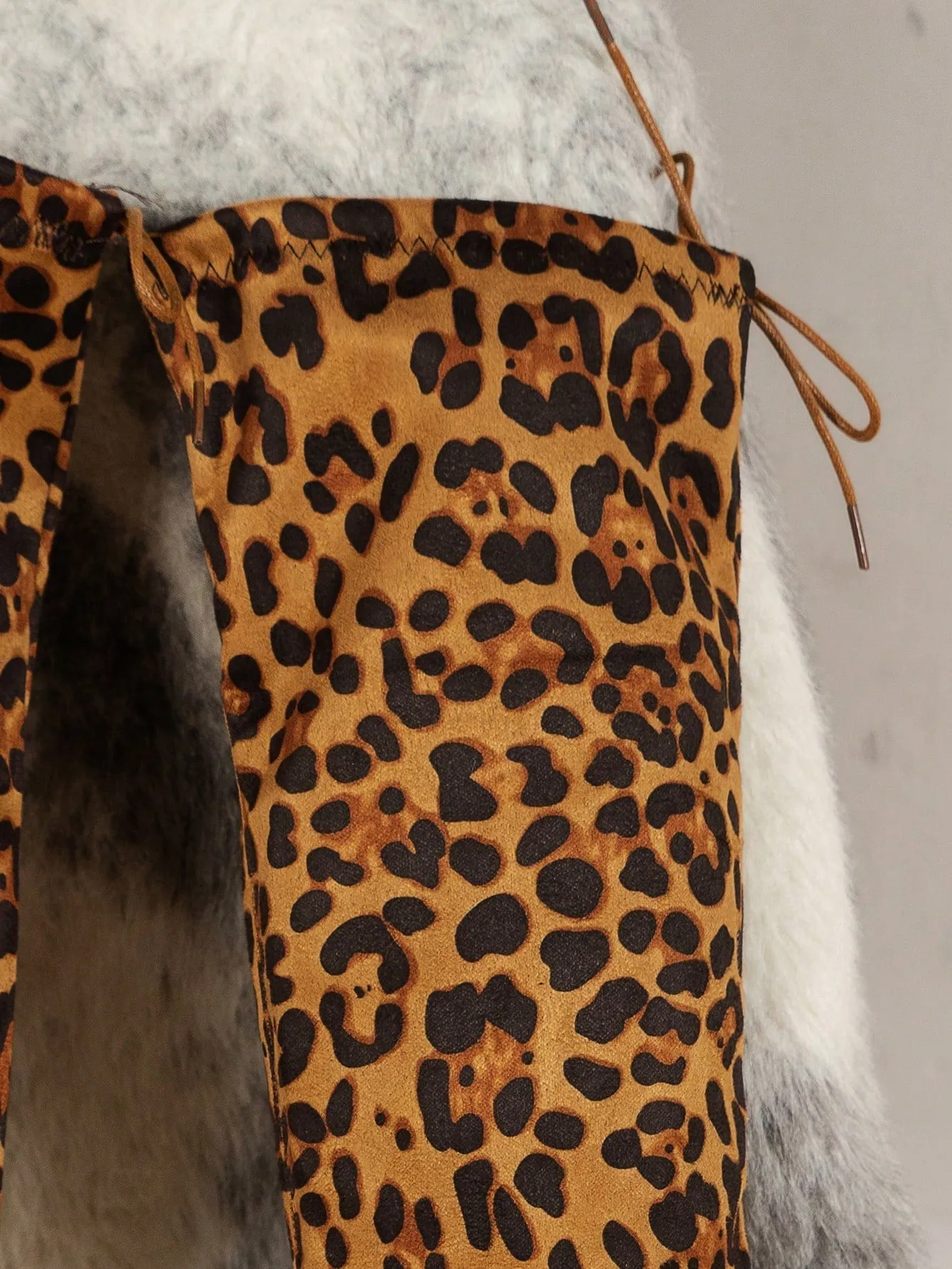 Leopard Print Knee-high Chunky Heel Boots - Multicolor- FD ⚡