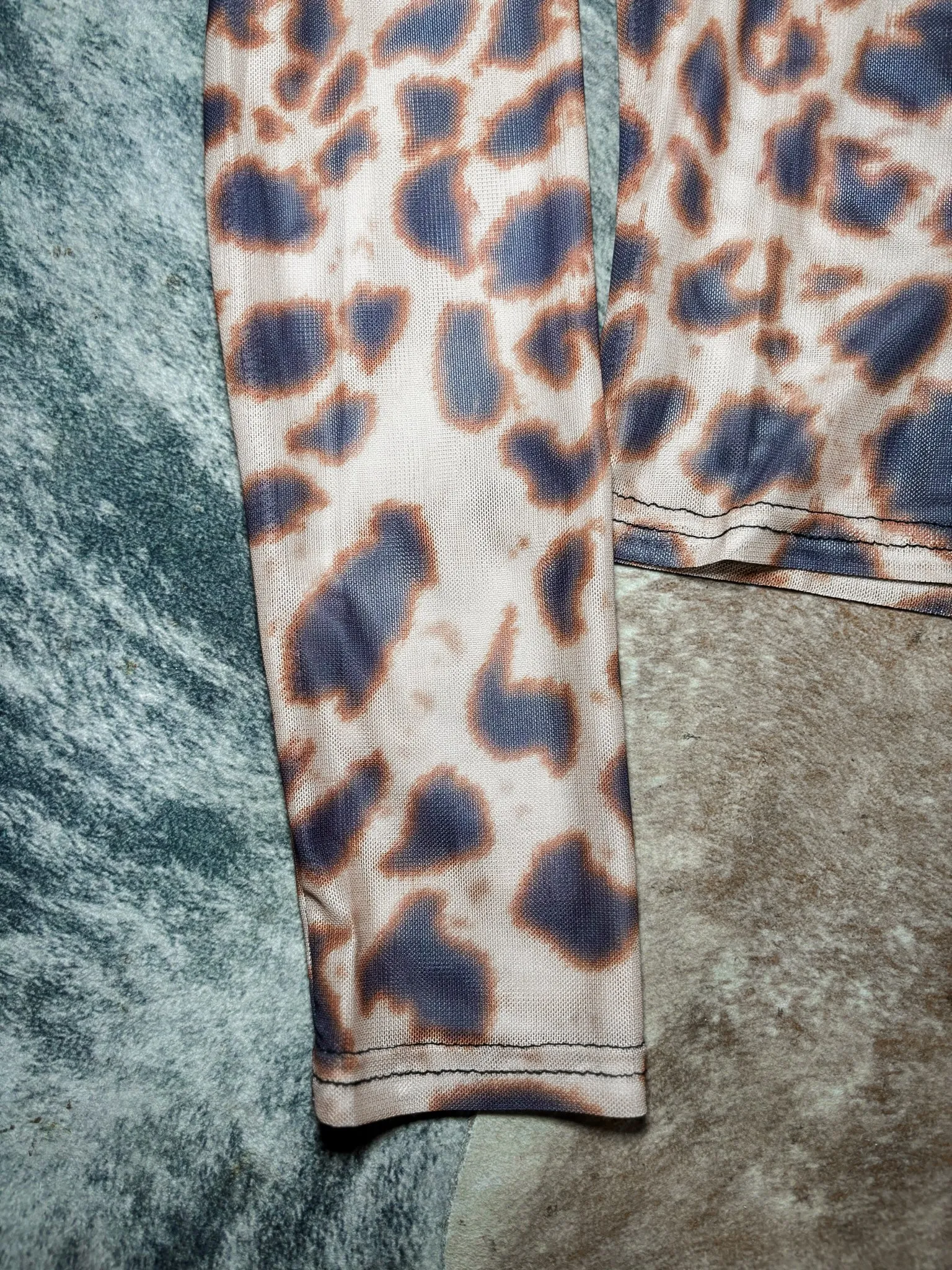 Leopard scoop neck mesh top