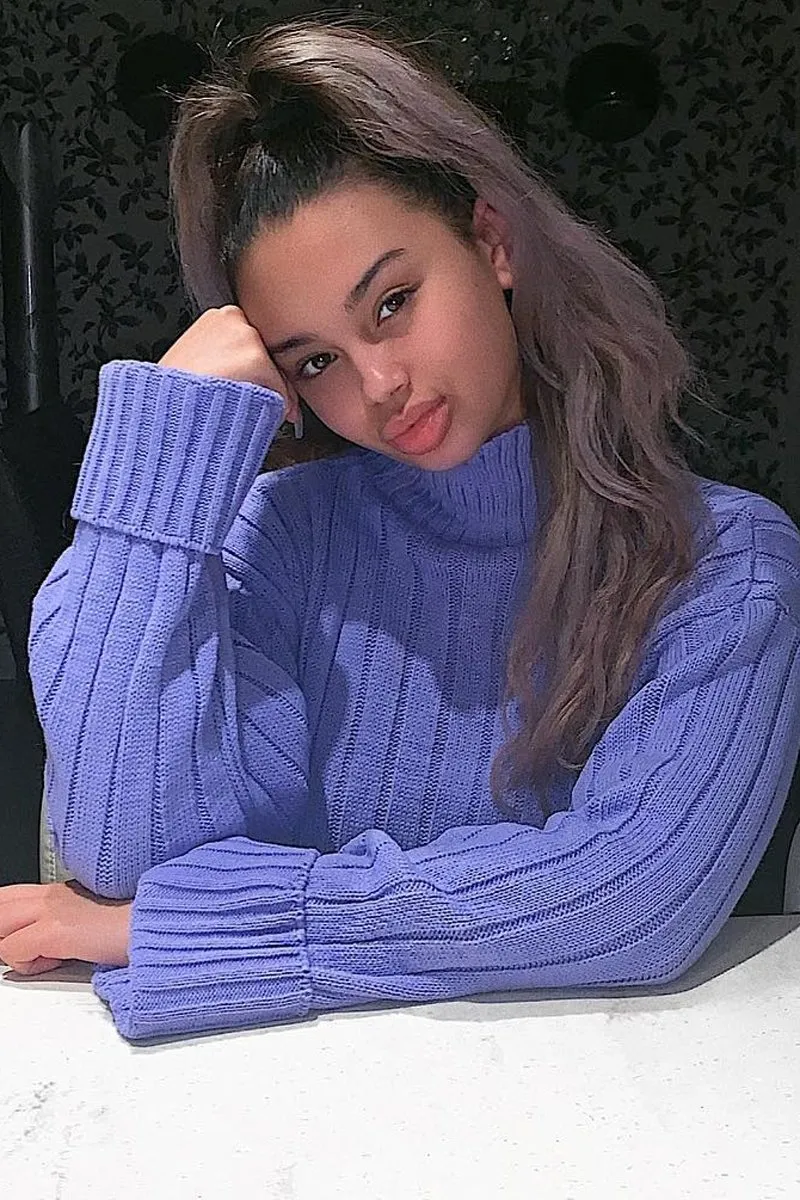 Lilac Knit High Neck Jumper - Jaelynn