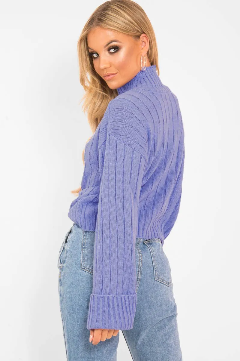 Lilac Knit High Neck Jumper - Jaelynn