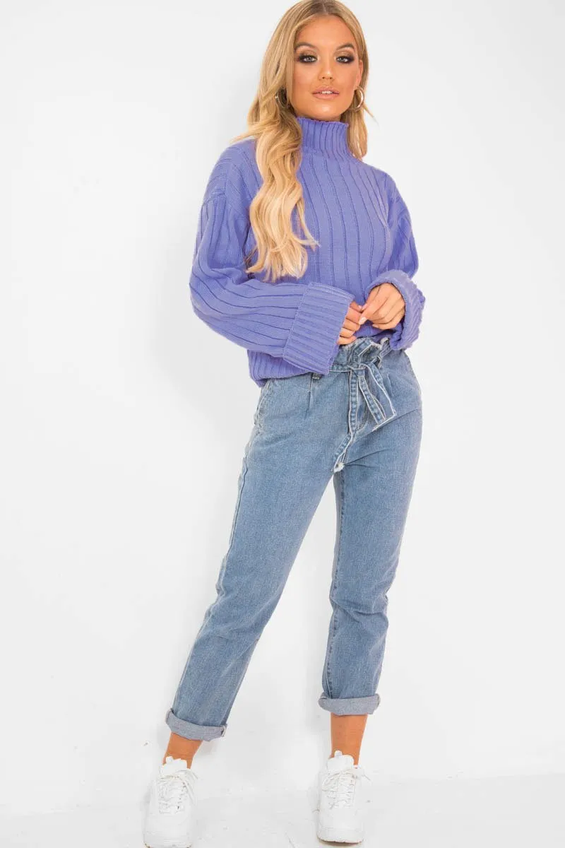 Lilac Knit High Neck Jumper - Jaelynn