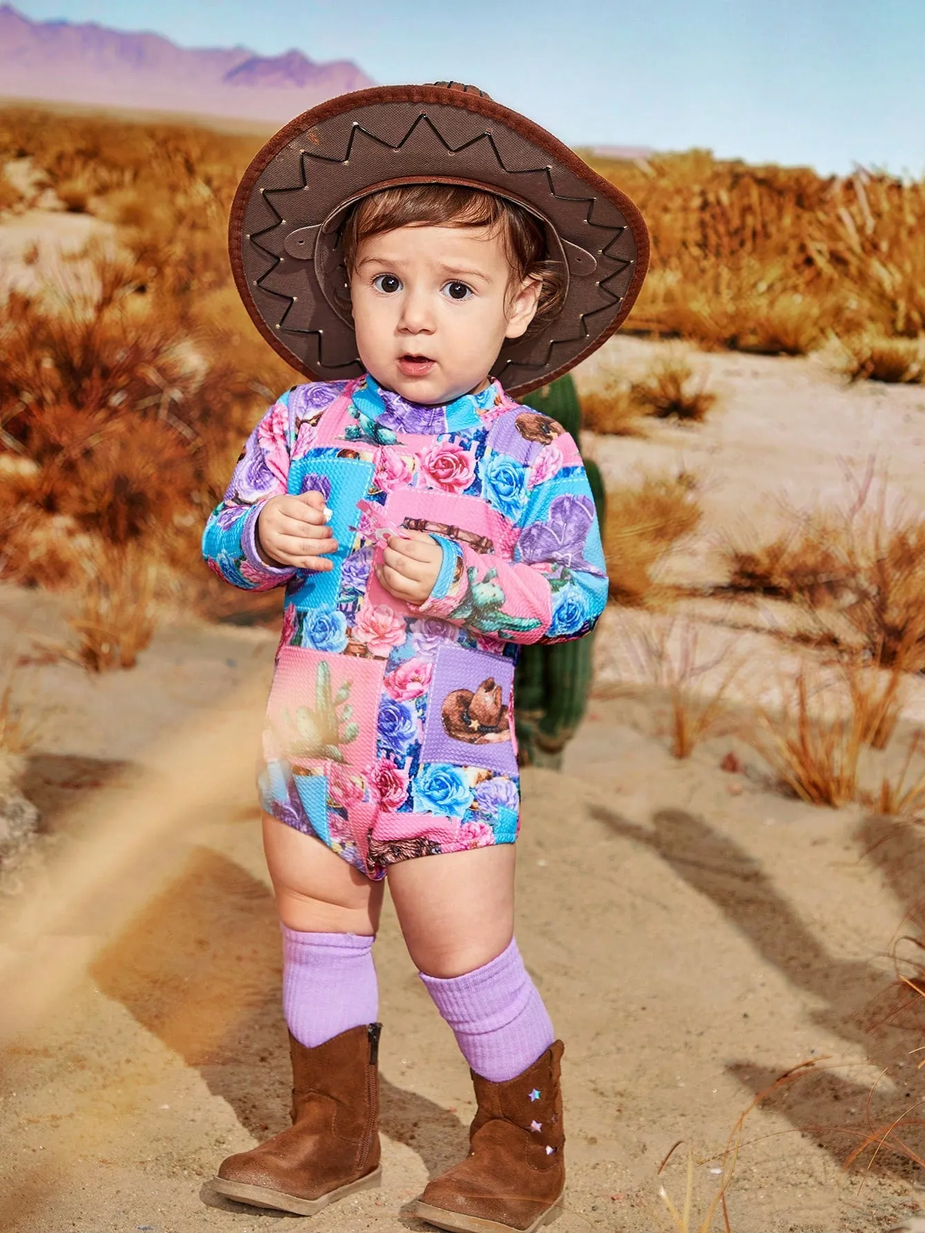 Little Augusta Western Country Cowgirl Two Piece Romper Outfit