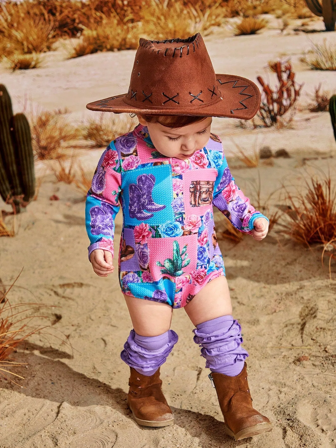 Little Augusta Western Country Cowgirl Two Piece Romper Outfit