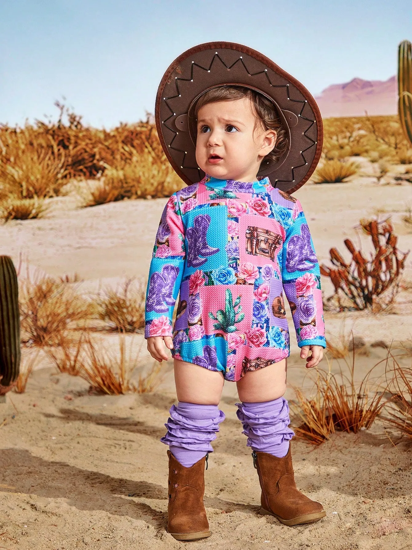 Little Augusta Western Country Cowgirl Two Piece Romper Outfit