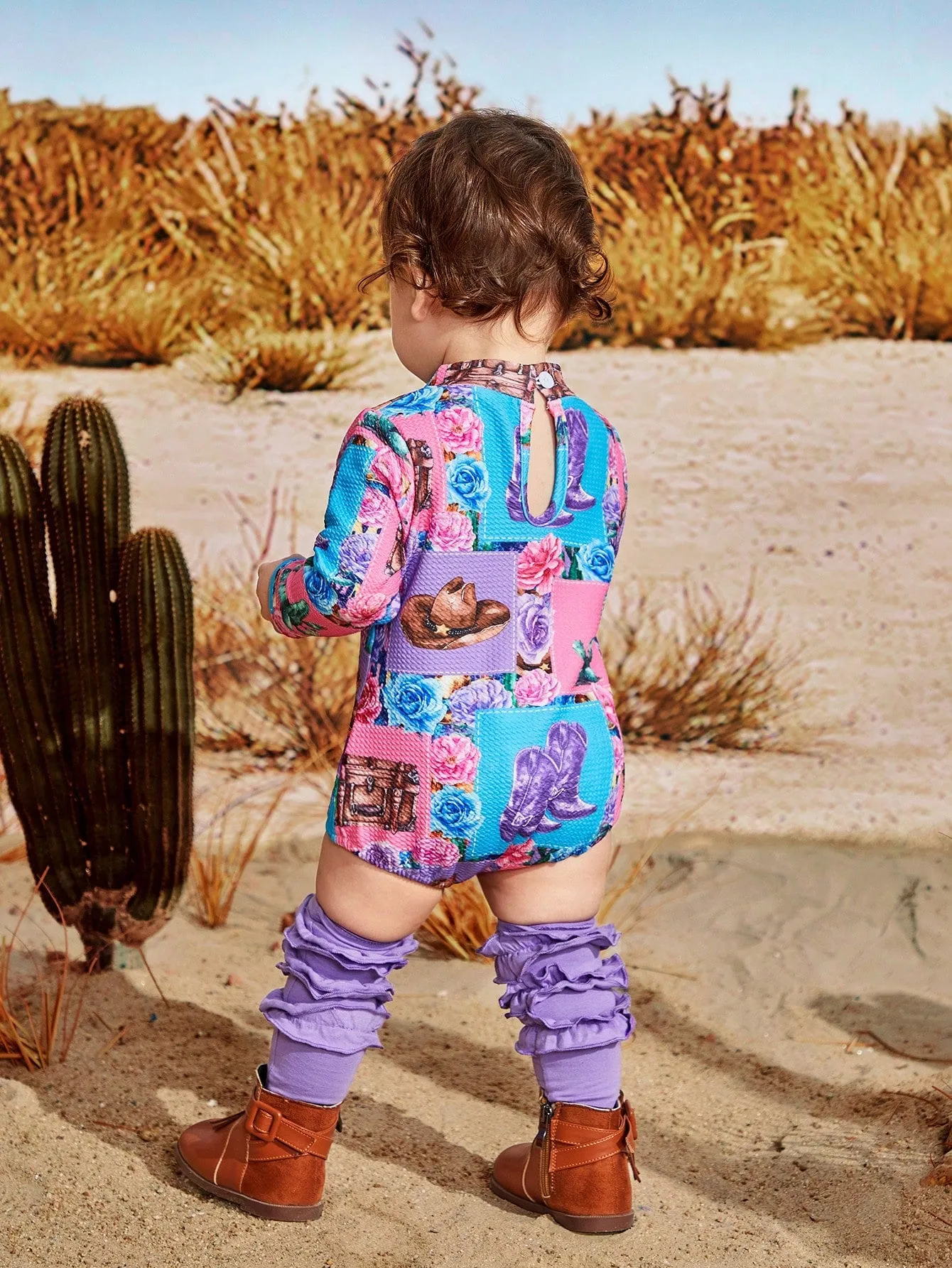 Little Augusta Western Country Cowgirl Two Piece Romper Outfit