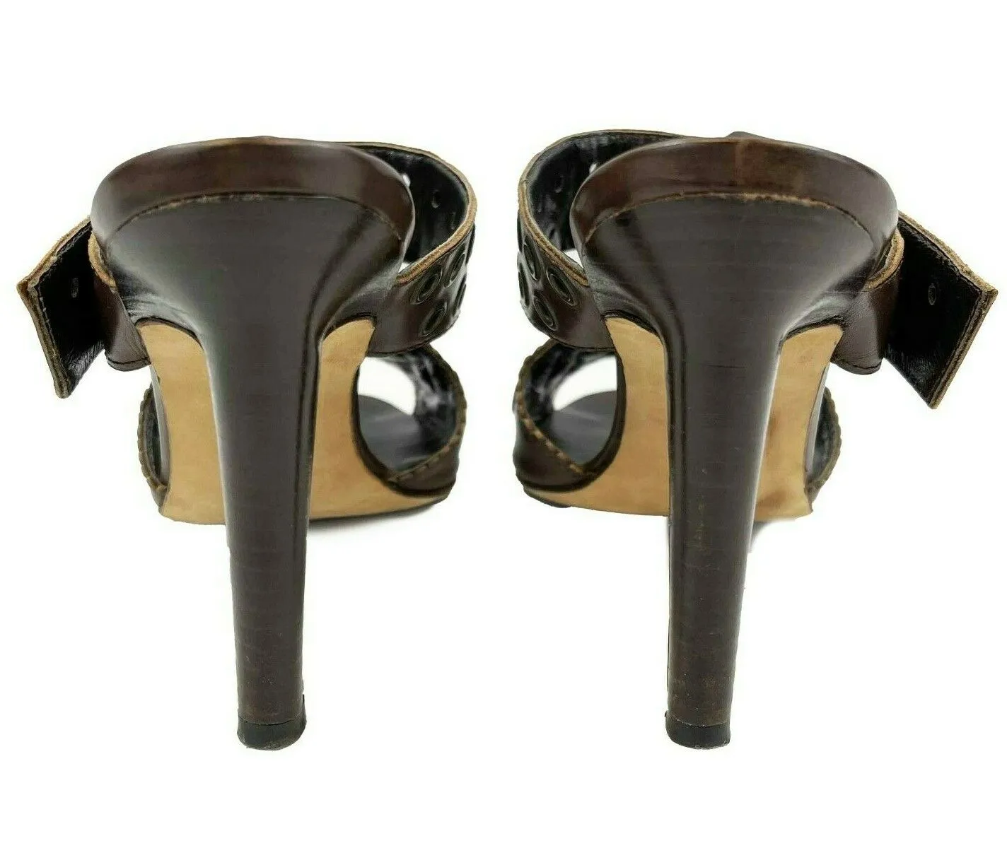 Manolo Blahnik - Leather Peep Toe Buckle Heeled Sandal - Brown - 36.5 US 6.5