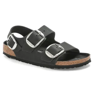 Milano Big Buckle - Black Oiled Leather||Milano grosses boucles - Cuir huilé noir