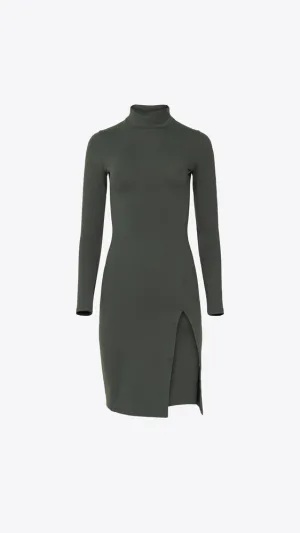 Mock Midi Slit Dress - Hunter
