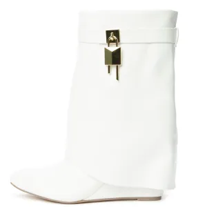 Mutto-2 Drape Mid-Calf Wedge Boot