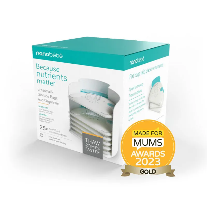 Nanobébé Breastmilk Storage Bags 25Pk & Organizer