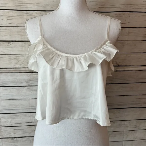 Nasty Gal White Georgette Ruffle Camisole Set