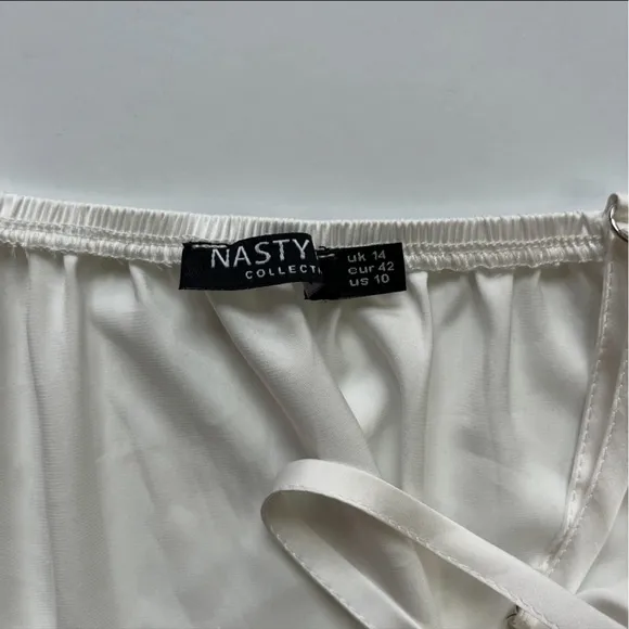 Nasty Gal White Georgette Ruffle Camisole Set