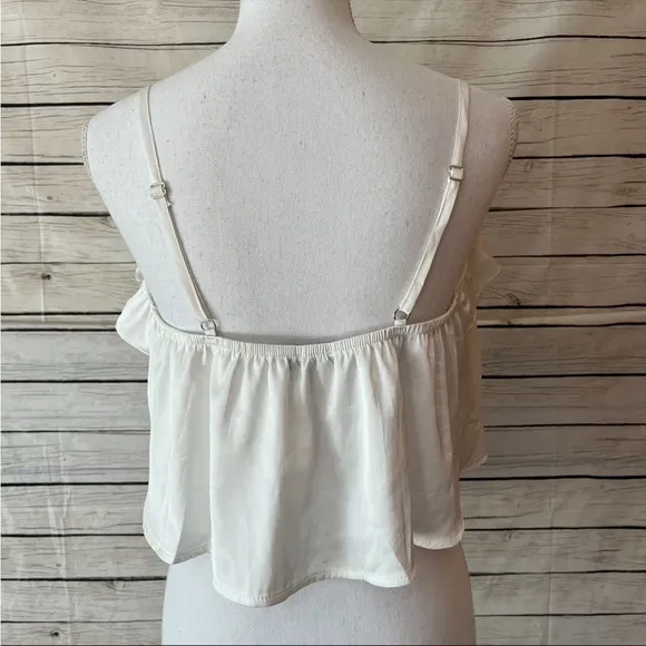 Nasty Gal White Georgette Ruffle Camisole Set