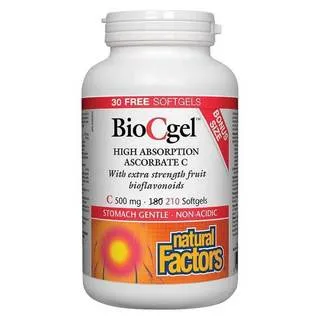 Natural Factors BioCgel C 500 mg BONUS SIZE (210 Softgels)