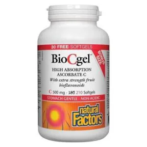 Natural Factors BioCgel C 500 mg BONUS SIZE (210 Softgels)